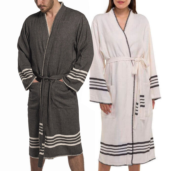 Organic Turkish Cotton Kimono Bathrobe – Lightweight Spa & Home Robe | Turkish Towel | Wiccan Center