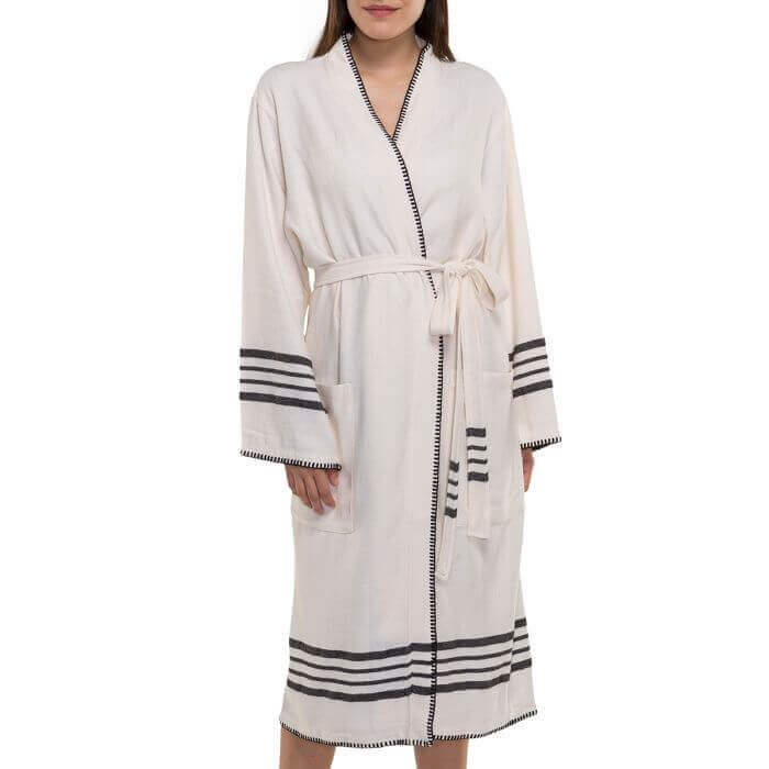 Organic Turkish Cotton Kimono Bathrobe – Lightweight Spa & Home Robe | Turkish Towel | Wiccan Center