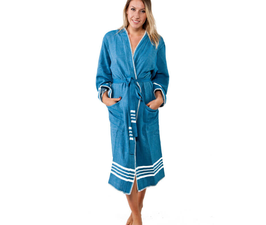 Organic Turkish Cotton Kimono Bathrobe – Lightweight Spa & Home Robe | Turkish Towel | Wiccan Center