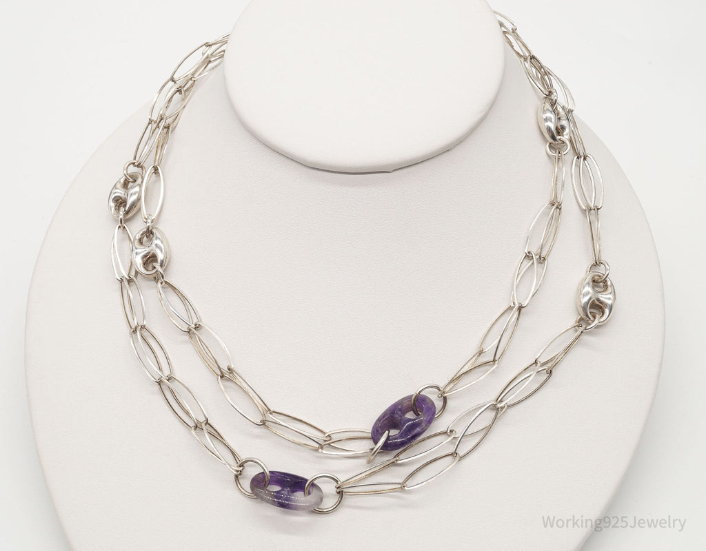 Vintage Amethyst Sterling Silver Chain Necklace 34" | Jewelry > Necklaces > Pendants | Wiccan Center
