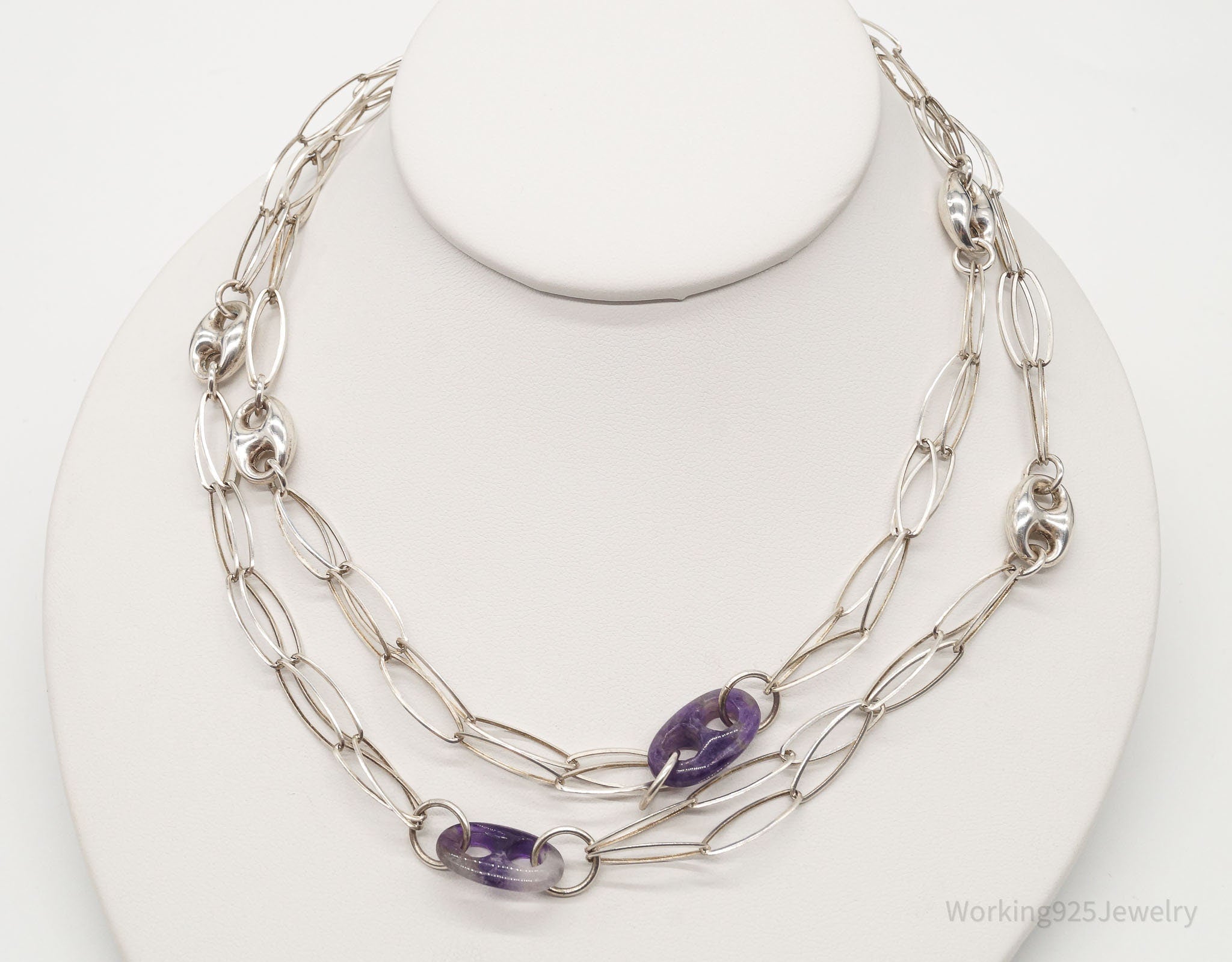 Vintage Amethyst Sterling Silver Chain Necklace 34" | Jewelry > Necklaces > Pendants | Wiccan Center