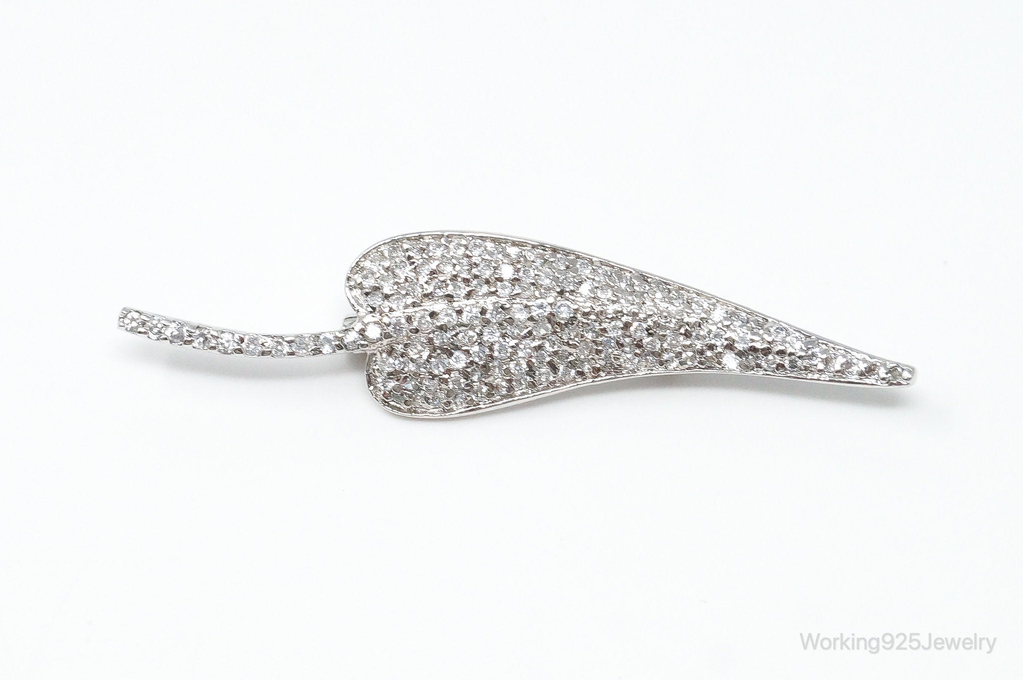 Vintage Cubic Zirconia Leaf Sterling Silver Brooch Pin | Jewelry > Brooches, Pins & Clips | Wiccan Center