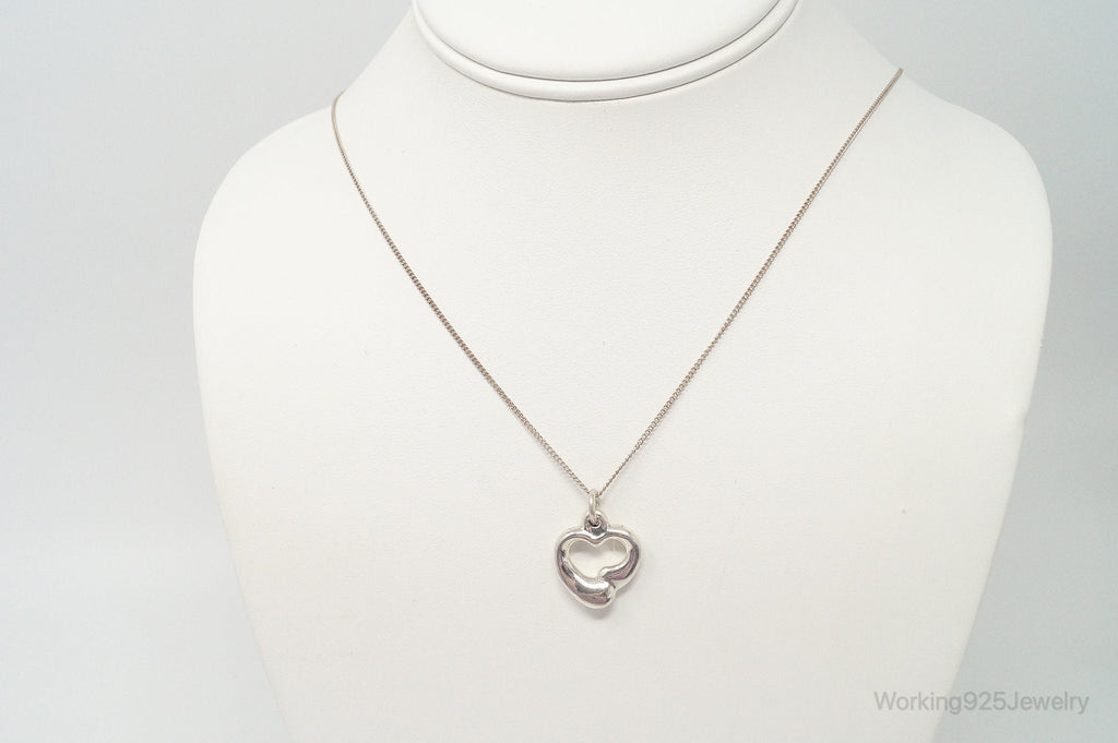 Vintage Puffy Hollow Heart Sterling Silver Necklace | Jewelry > Necklaces > Pendants | Wiccan Center