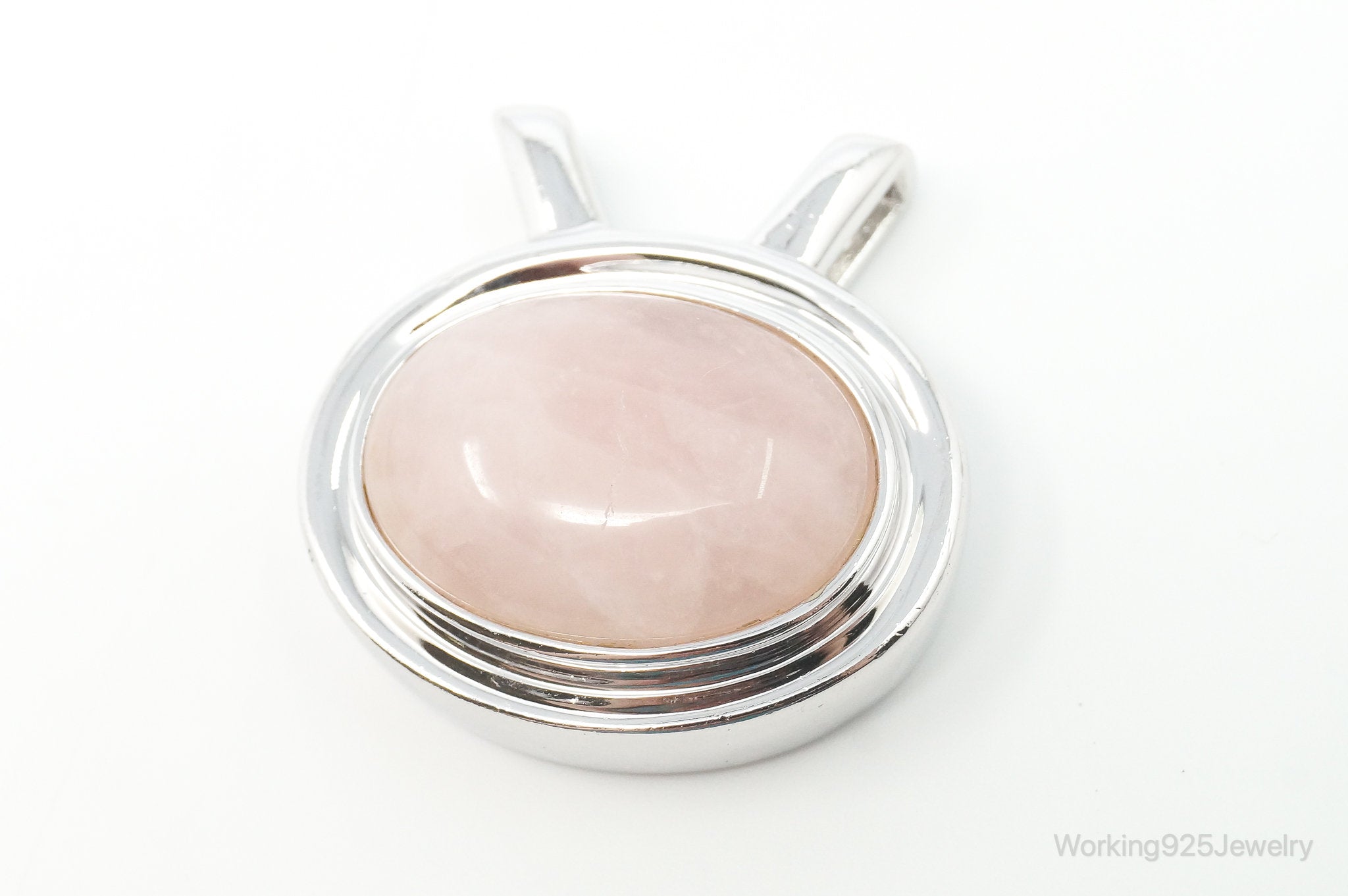 Large Vintage Designer Rose Quartz Sterling Silver Necklace Pendant | Jewelry > Necklaces > Pendants | Wiccan Center