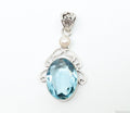 Vintage Art Deco Large Blue Topaz Pearl Sterling Silver Pendant | Jewelry > Necklaces > Pendants | Wiccan Center