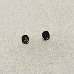 Sterling Silver Oval Mystic Topaz Post Earrings | Earrings | Wiccan Center