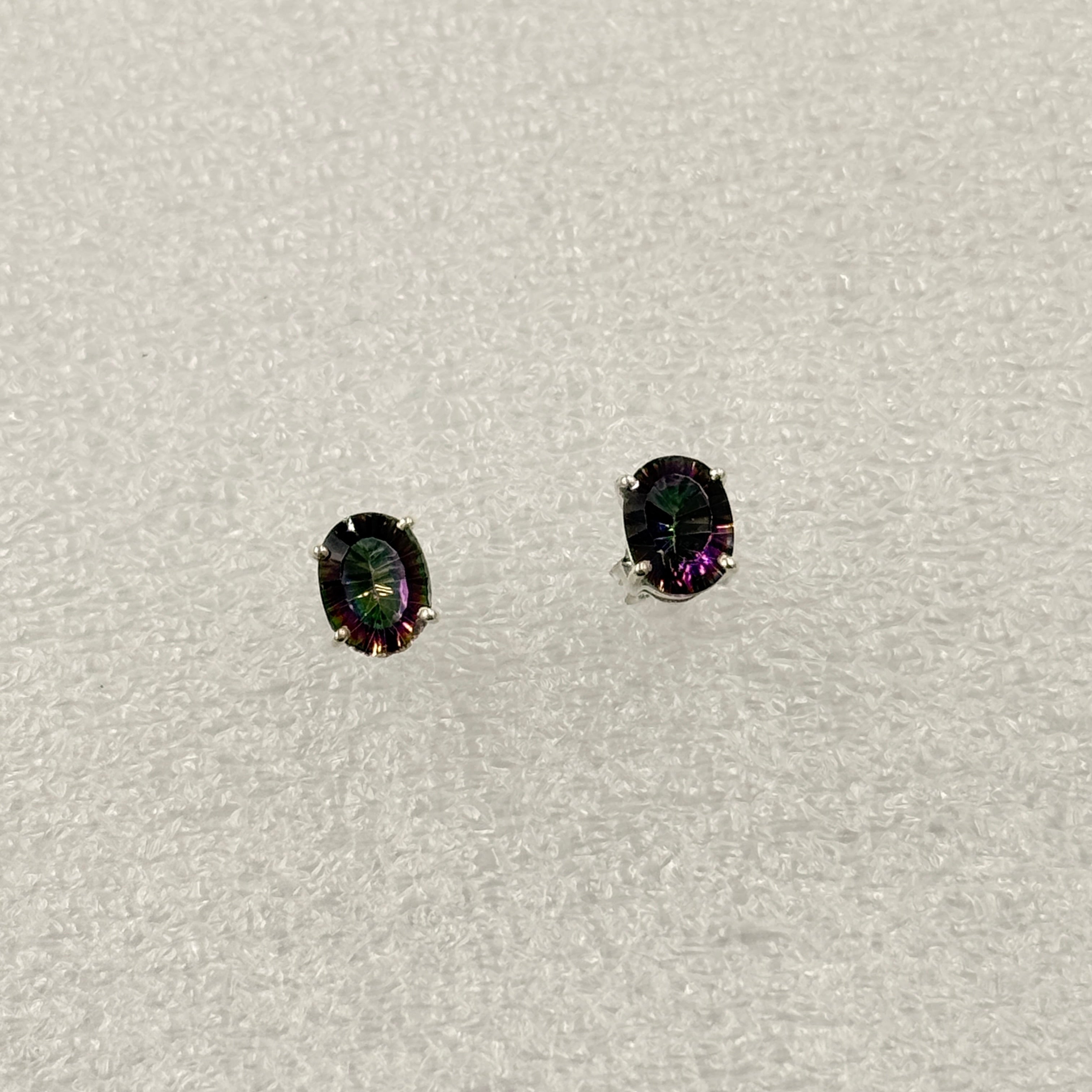 Sterling Silver Oval Mystic Topaz Post Earrings | Earrings | Wiccan Center
