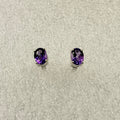 Sterling Silver Oval Amethyst Post Earrings Size 2 | Earrings | Wiccan Center
