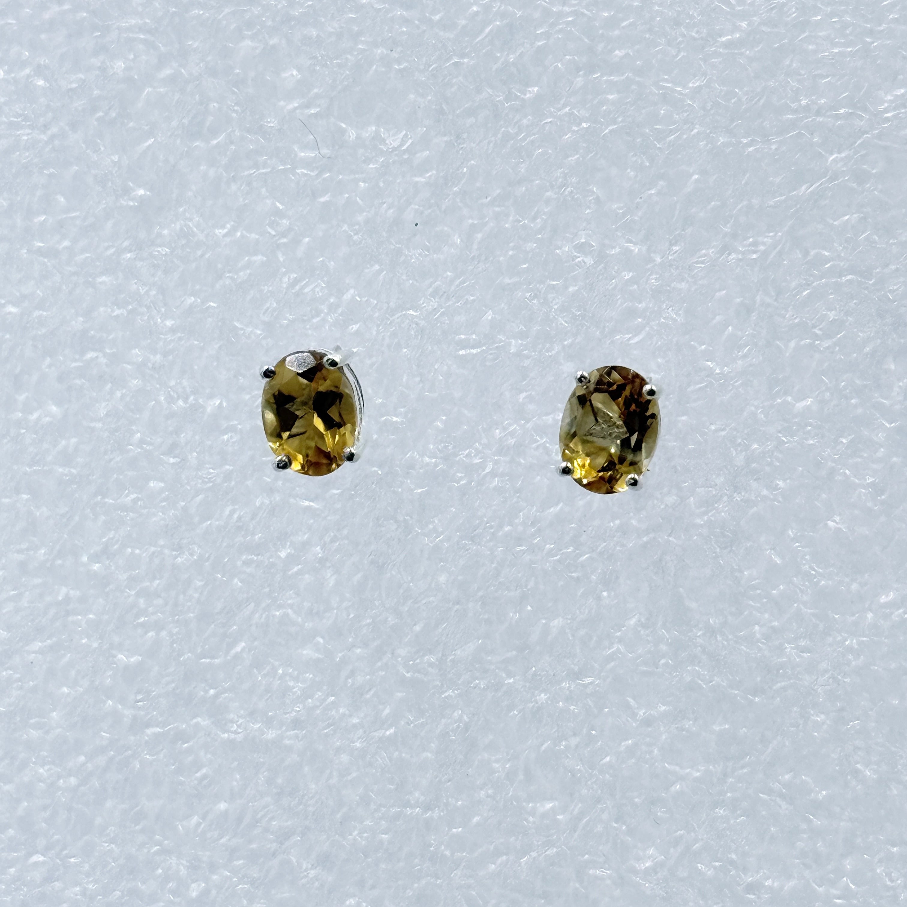 Sterling Silver Oval Citrine Post Earrings Size 1 | Earrings | Wiccan Center