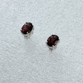 Sterling Silver Oval Garnet Post Earrings Size 1 | Earrings | Wiccan Center