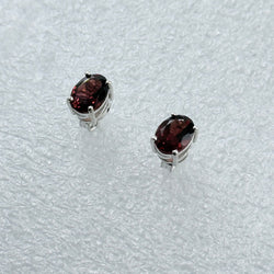 Sterling Silver Oval Garnet Post Earrings Size 1 | Earrings | Wiccan Center
