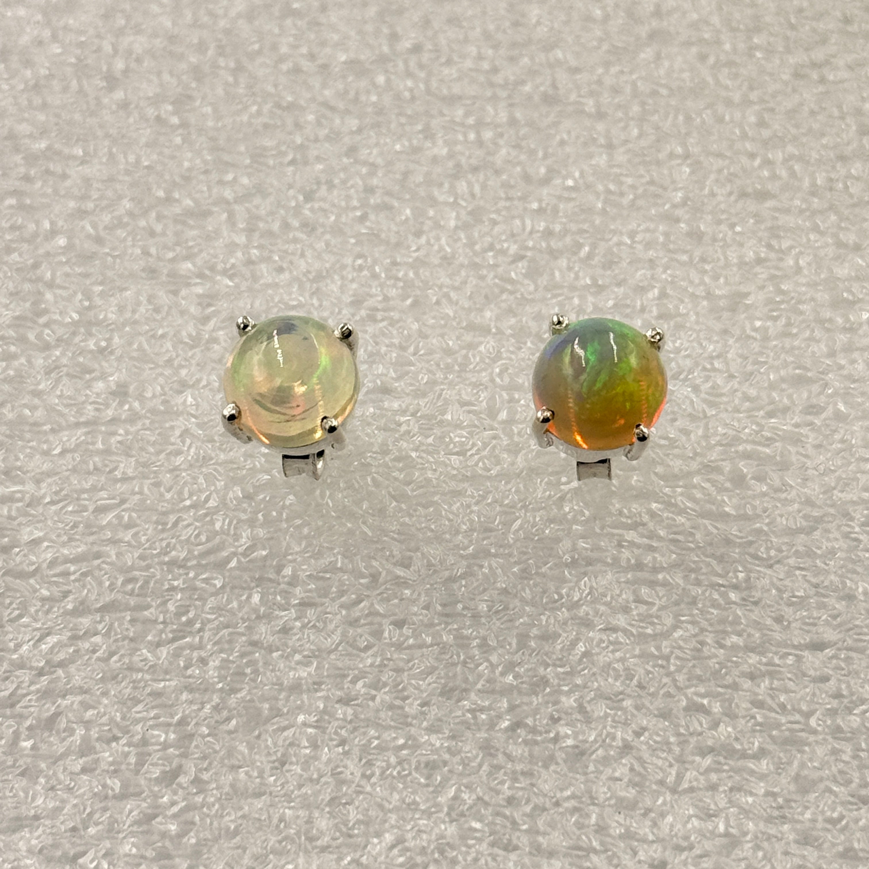 Sterling Silver Round Ethiopian Opal Post Earrings | Earrings | Wiccan Center
