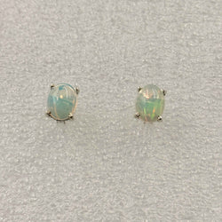 Sterling Silver Oval Ethiopian Opal Post Earrings Size 1 | Earrings | Wiccan Center