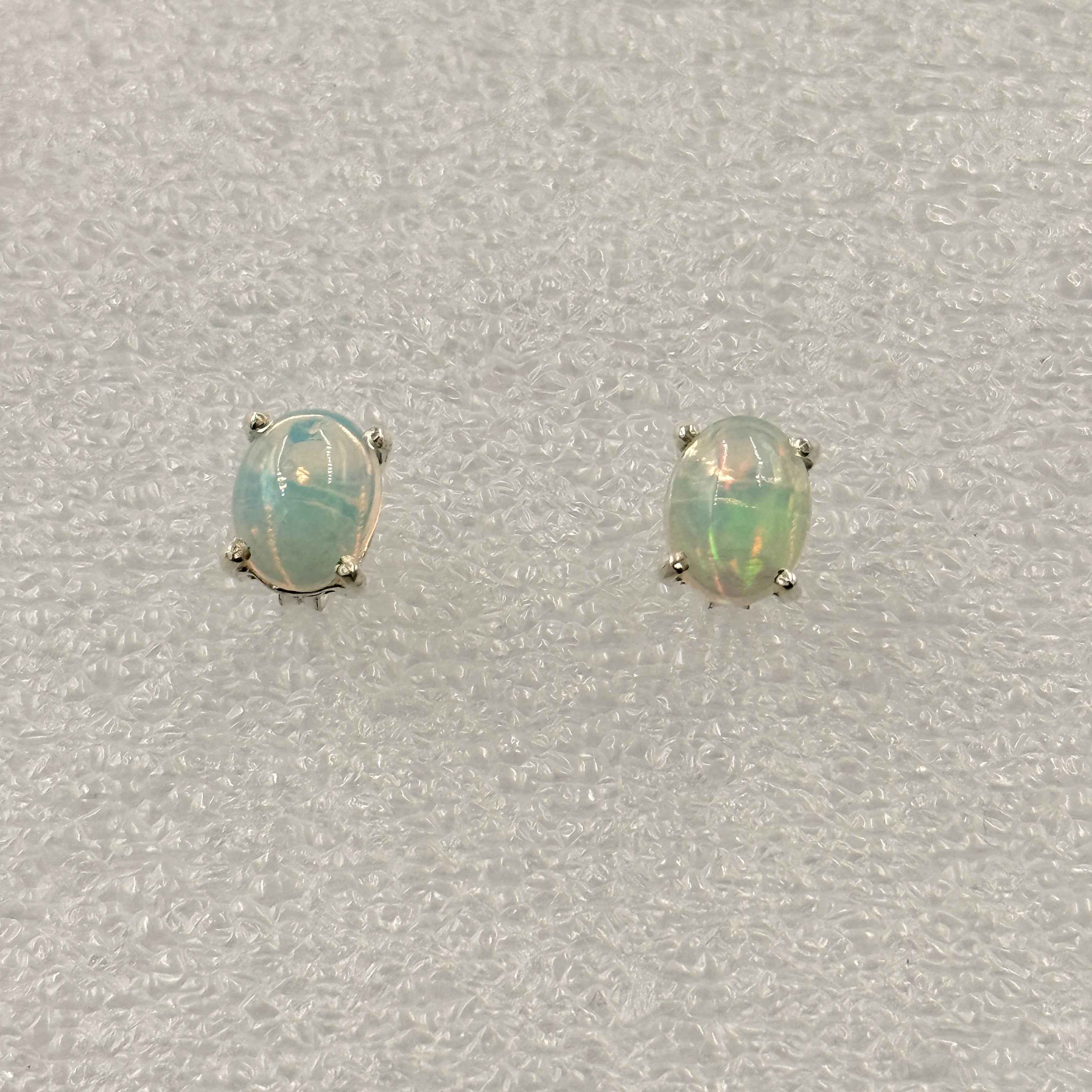 Sterling Silver Oval Ethiopian Opal Post Earrings Size 1 | Earrings | Wiccan Center