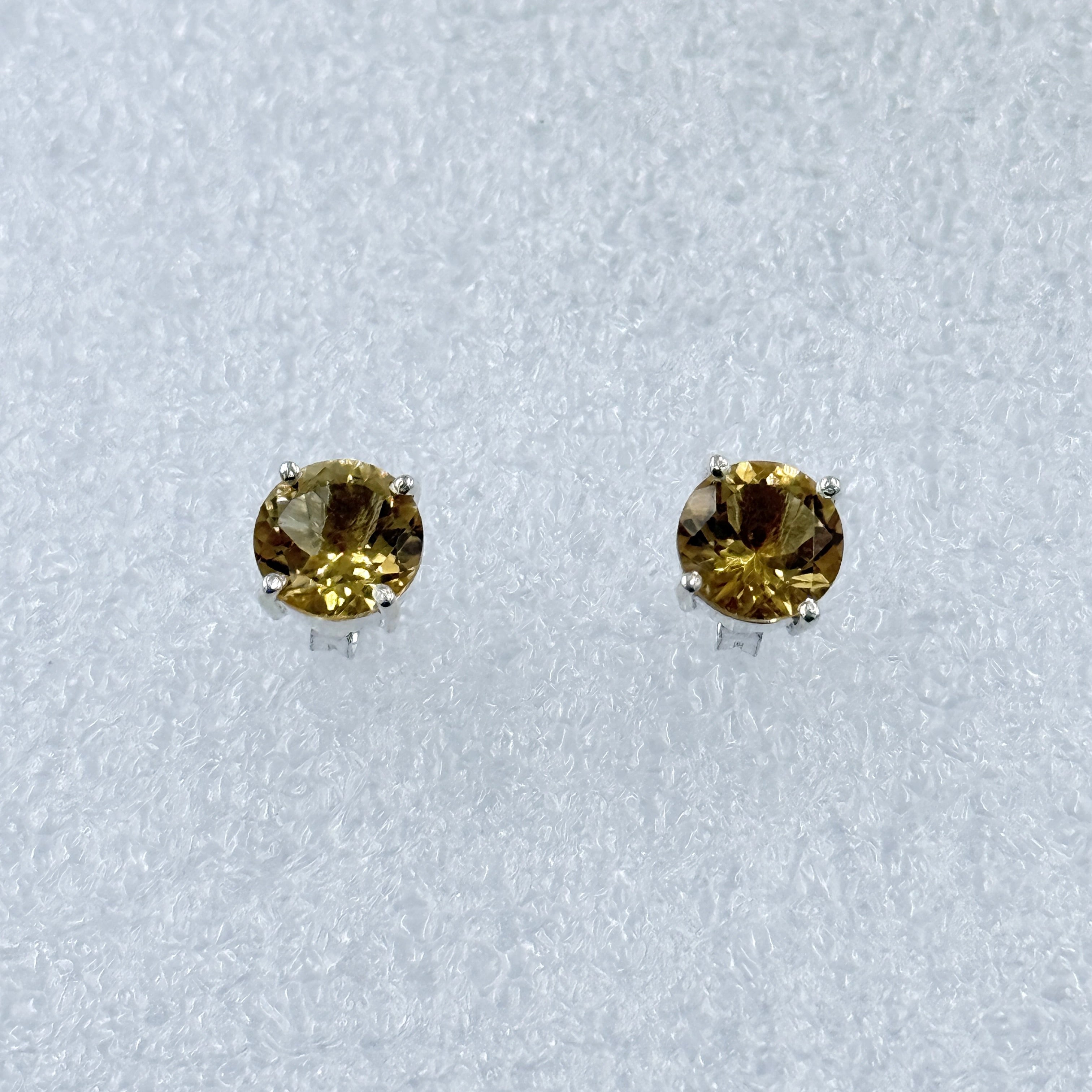 Sterling Silver Round Citrine Post Earrings Size 1 | Earrings | Wiccan Center