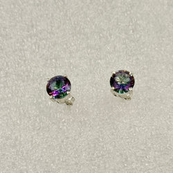 Sterling Silver Round Mystic Topaz Post Earrings | Earrings | Wiccan Center