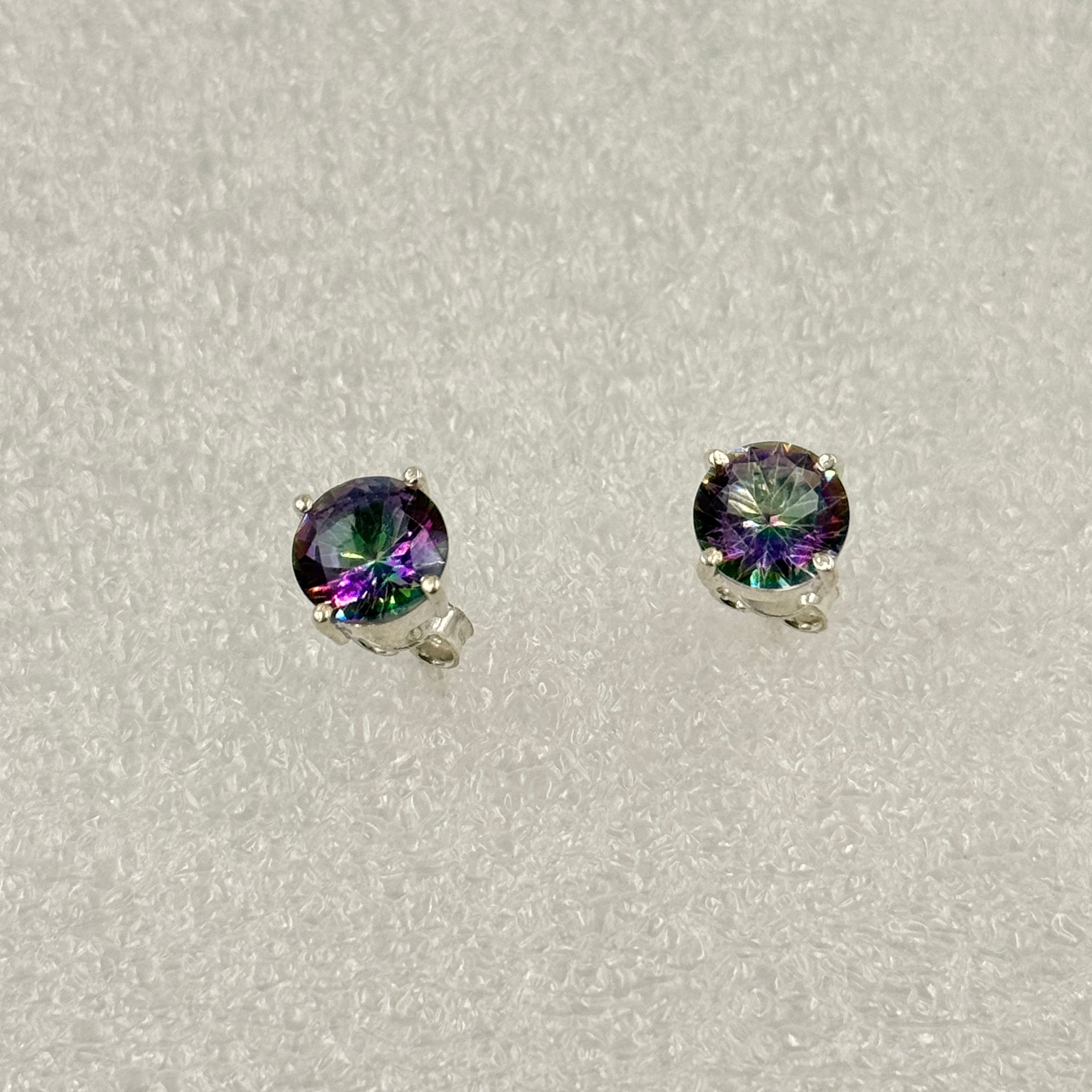 Sterling Silver Round Mystic Topaz Post Earrings | Earrings | Wiccan Center