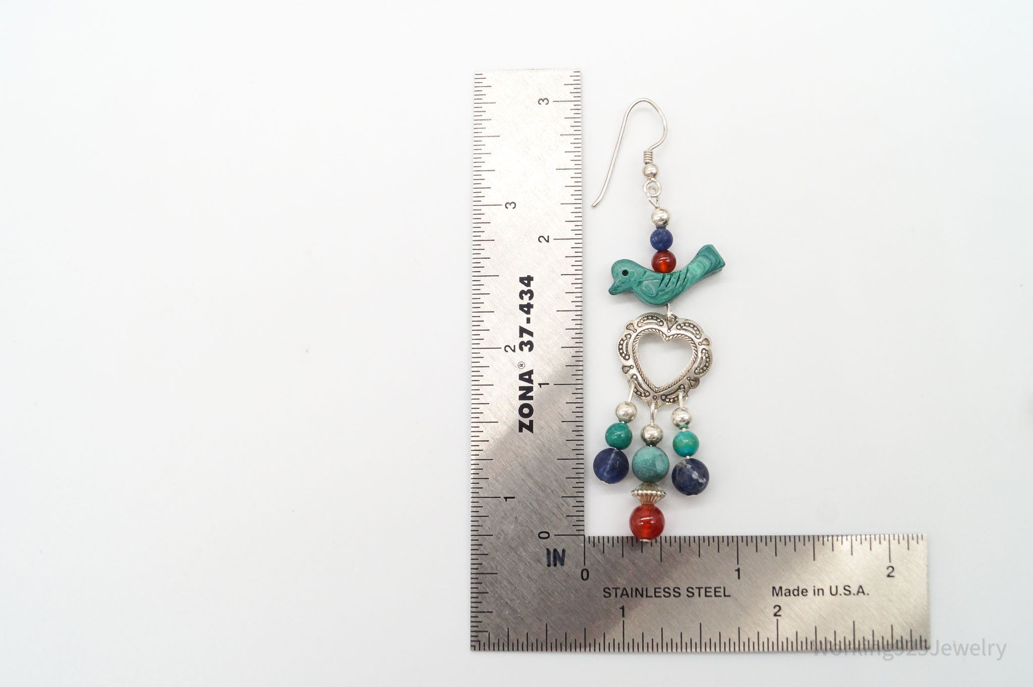 Vintage Native American QT Quoc Multi Gemstone Bead Sterling Silver Earrings | Jewelry > Earrings | Wiccan Center
