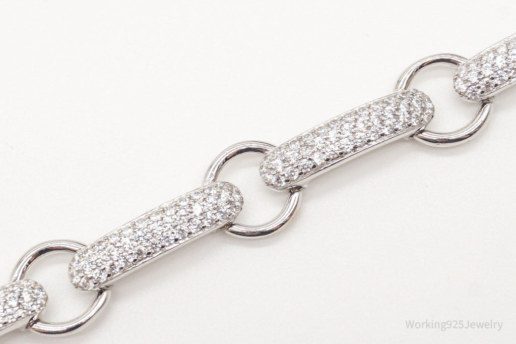 Vintage Designer Cubic Zirconia Open Link Sterling Silver Bracelet | Jewelry > Bracelets | Wiccan Center
