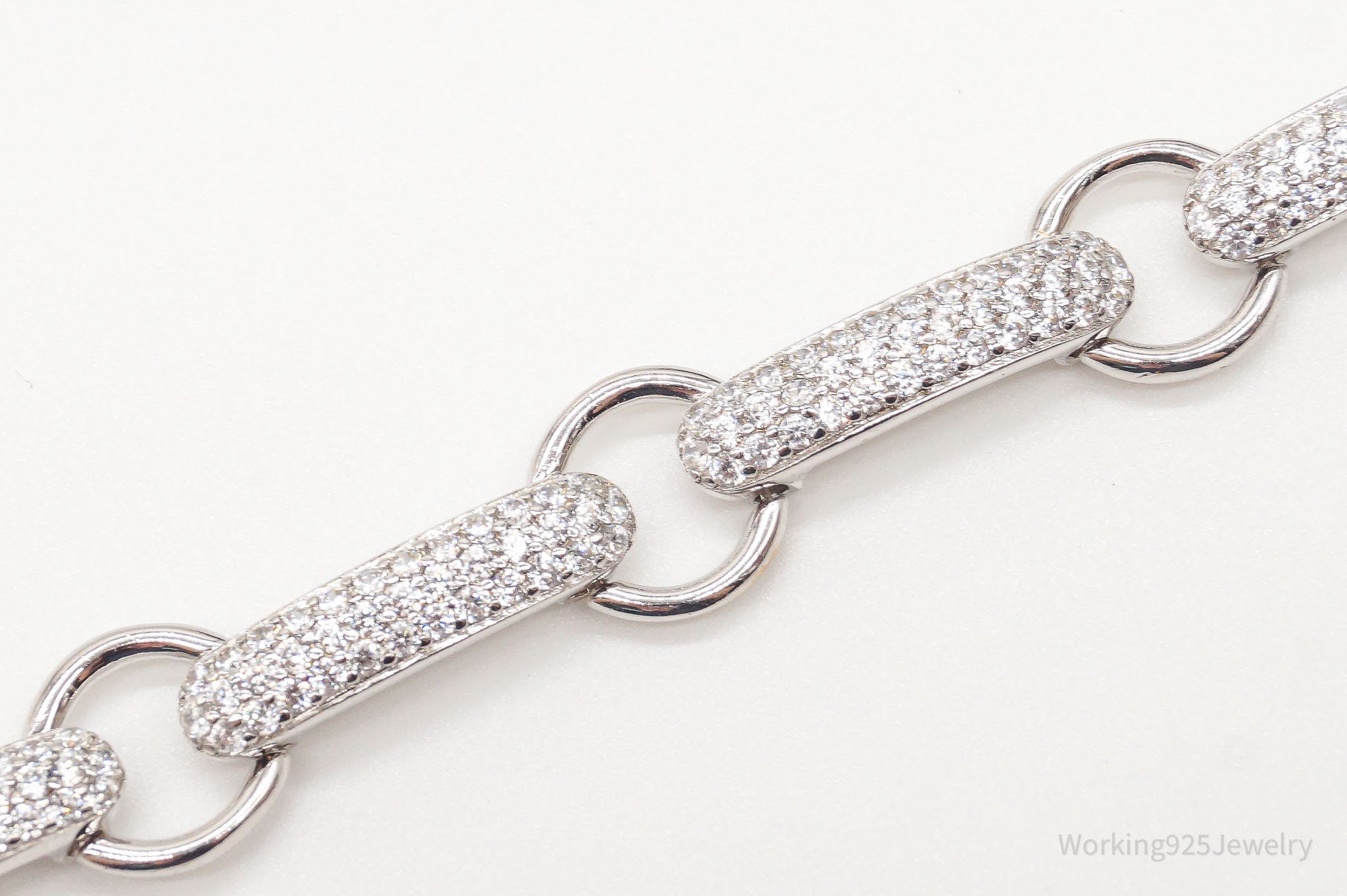 Vintage Designer Cubic Zirconia Open Link Sterling Silver Bracelet | Jewelry > Bracelets | Wiccan Center