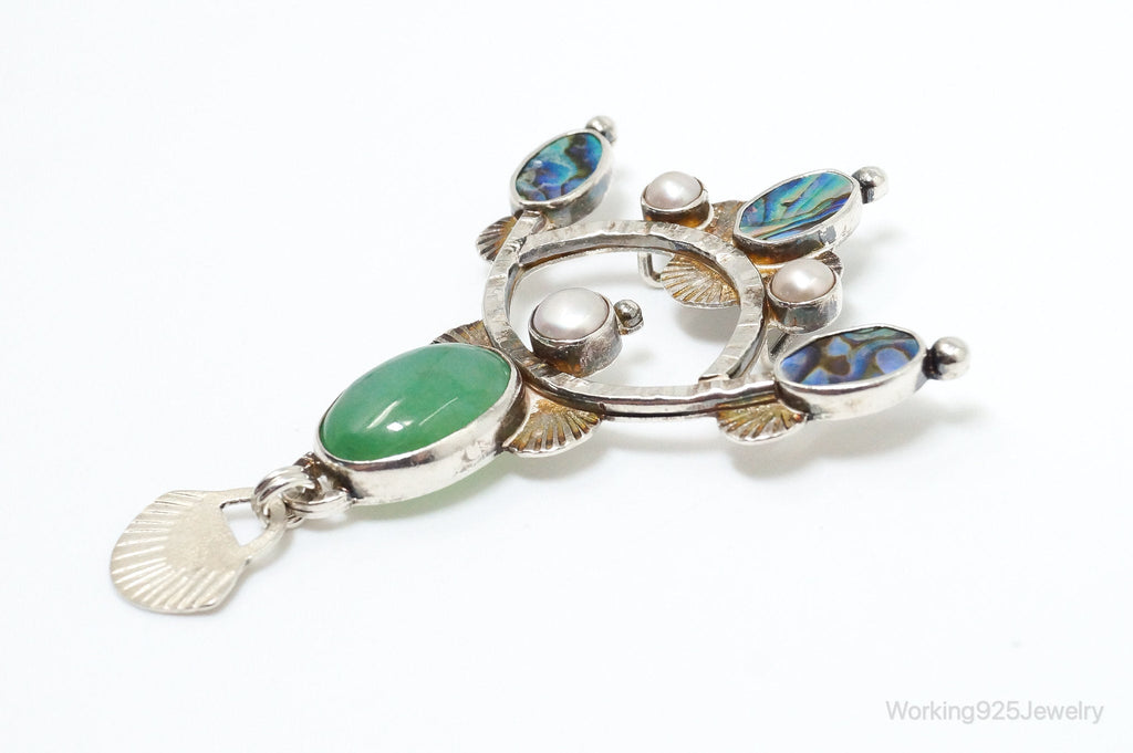 Large Vintage Native American Multi Gem Sterling Silver Pendant | Jewelry > Necklaces > Pendants | Wiccan Center
