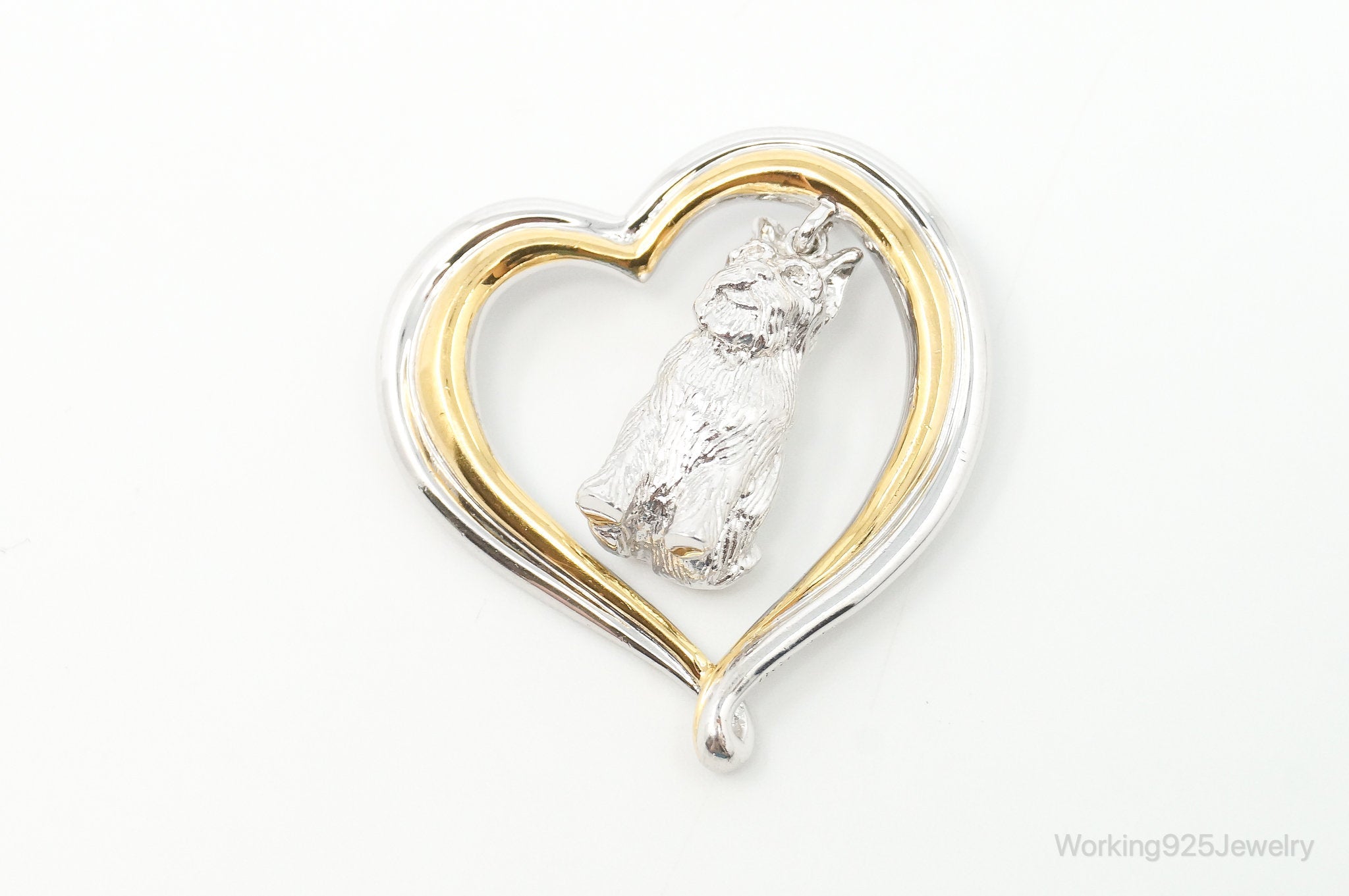 Designer BGE Gold Vermeil Schnauzer Heart Sterling Silver Pendant | Jewelry > Necklaces > Pendants | Wiccan Center