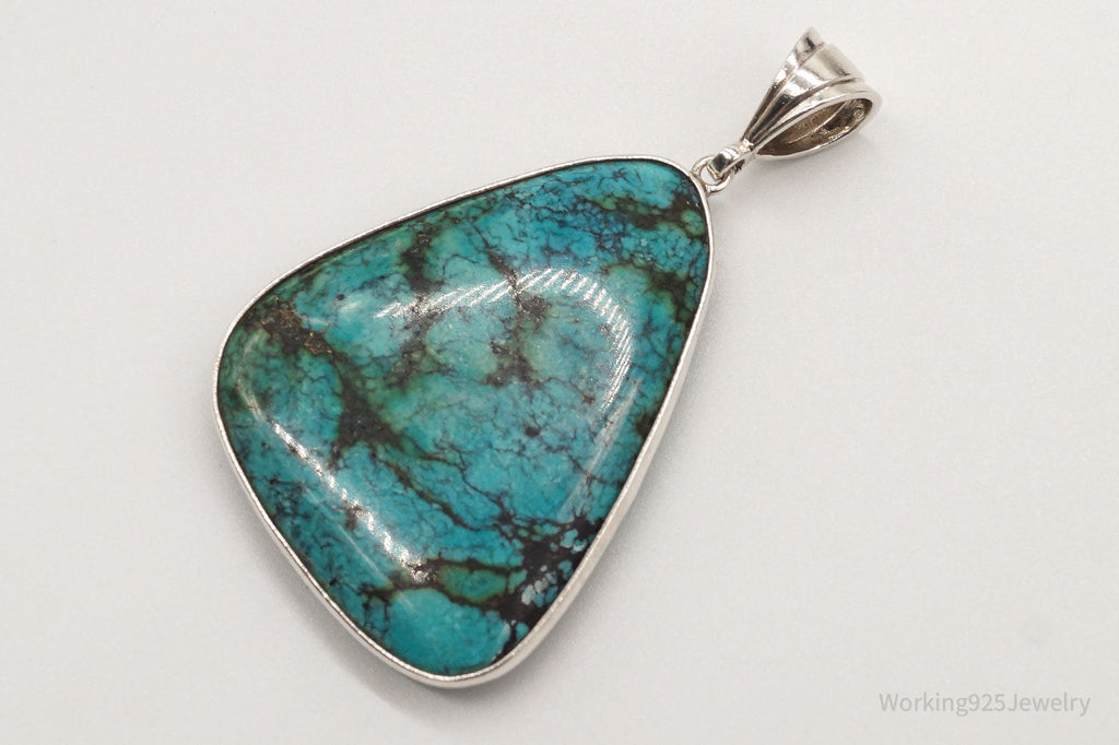 Vintage Large Turquoise Sterling Silver Necklace Pendant | Jewelry > Necklaces > Pendants | Wiccan Center