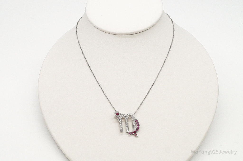 Ruby Cubic Zirconia Scorpio Sterling Silver Necklace | Jewelry > Necklaces > Pendants | Wiccan Center