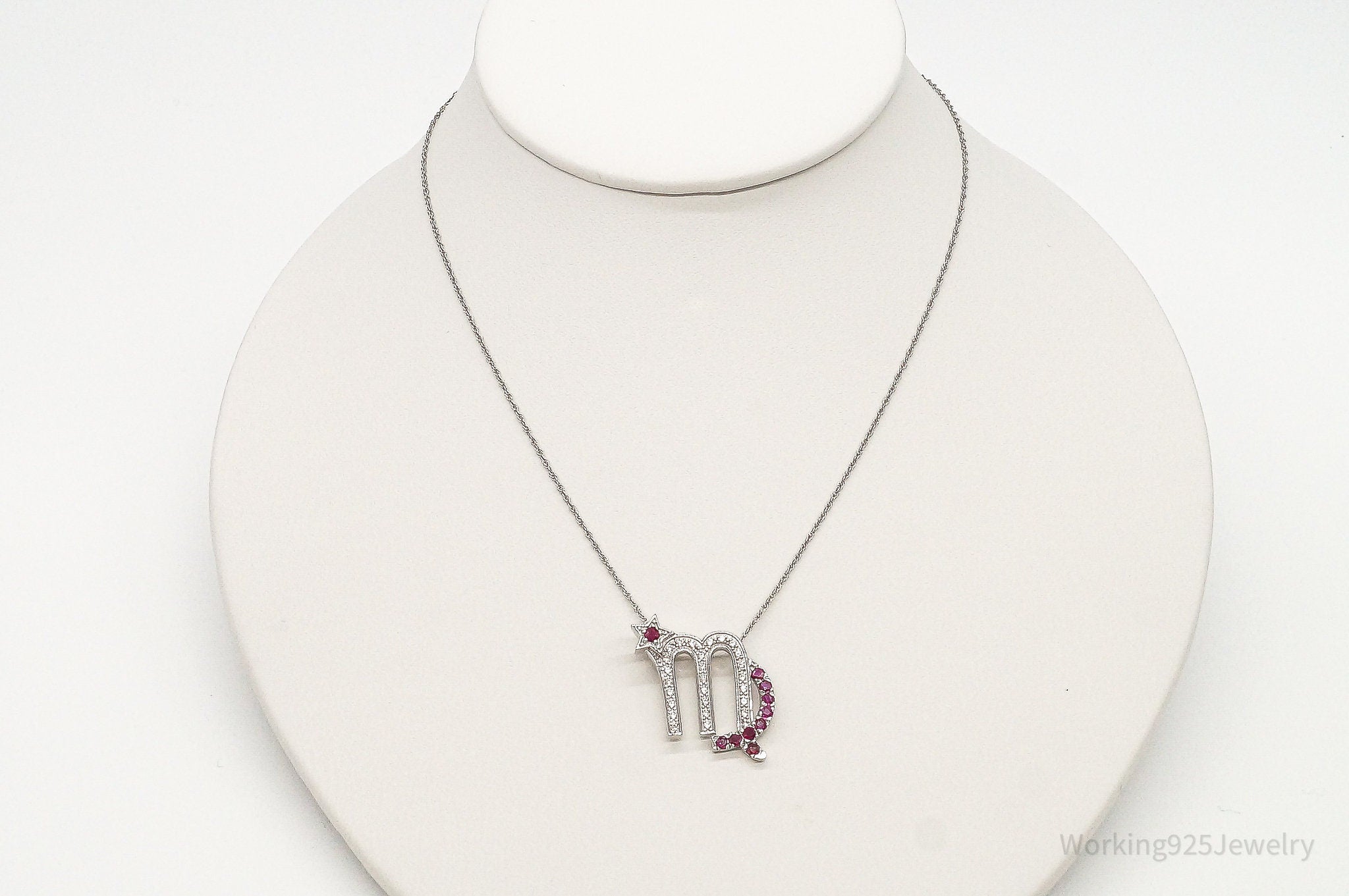 Ruby Cubic Zirconia Scorpio Sterling Silver Necklace | Jewelry > Necklaces > Pendants | Wiccan Center