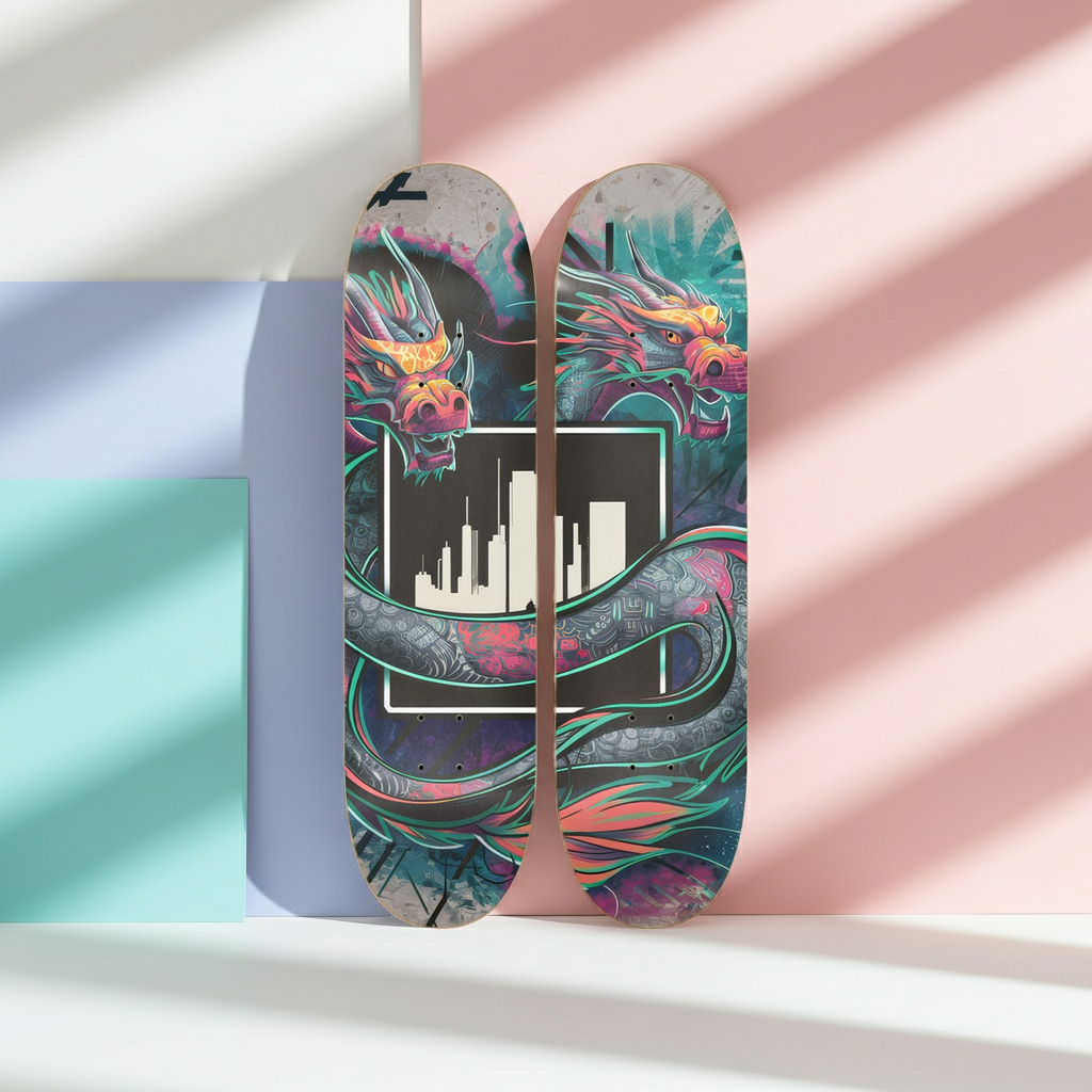 2 Skateboard Series Art - Dragon City | Skateboard | Wiccan Center