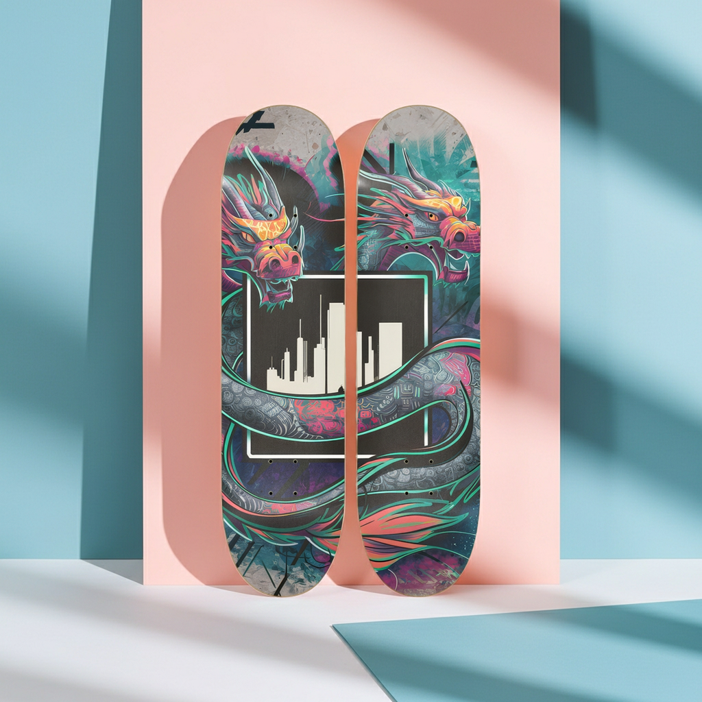 2 Skateboard Series Art - Dragon City | Skateboard | Wiccan Center