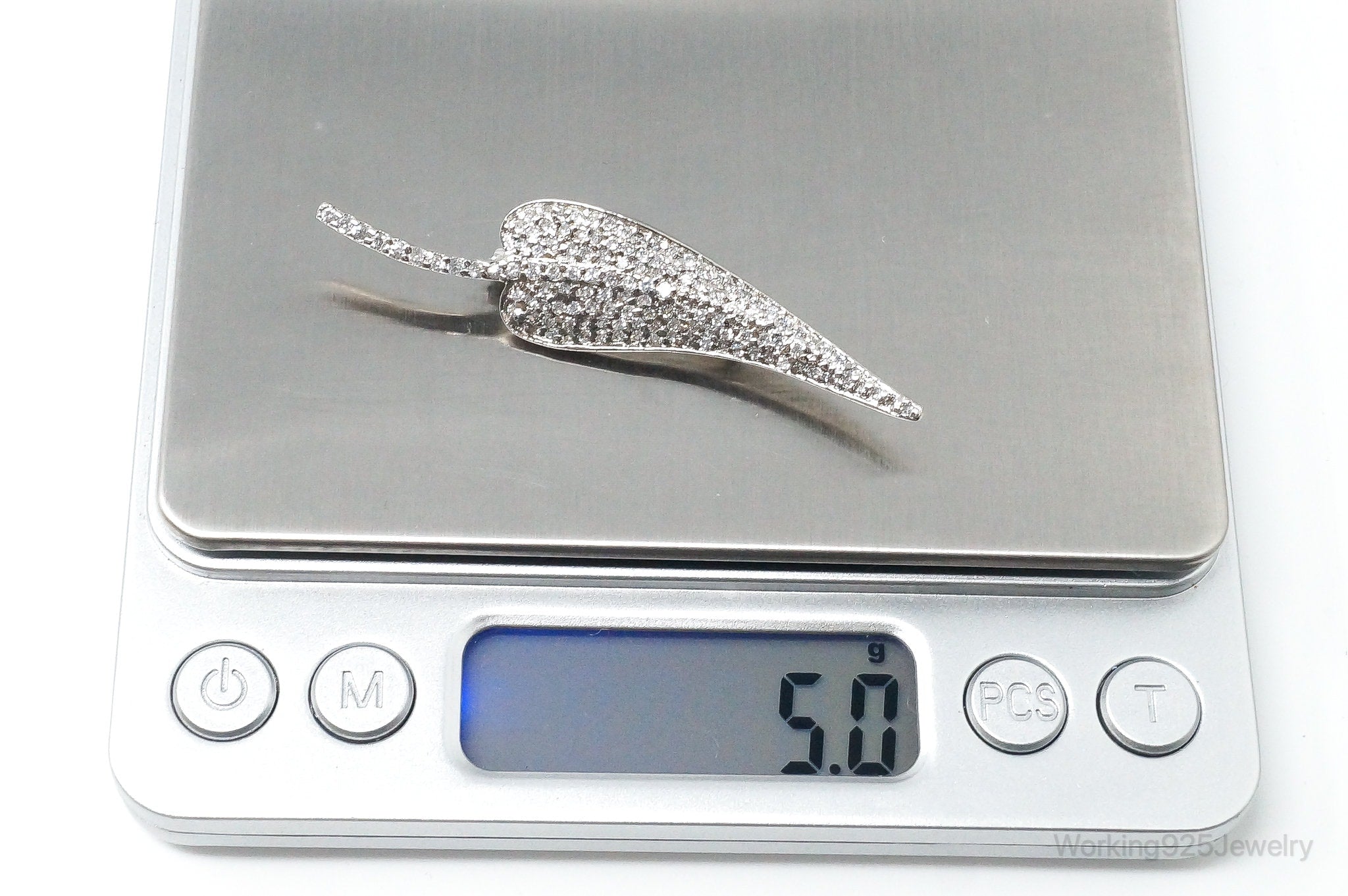 Vintage Cubic Zirconia Leaf Sterling Silver Brooch Pin | Jewelry > Brooches, Pins & Clips | Wiccan Center