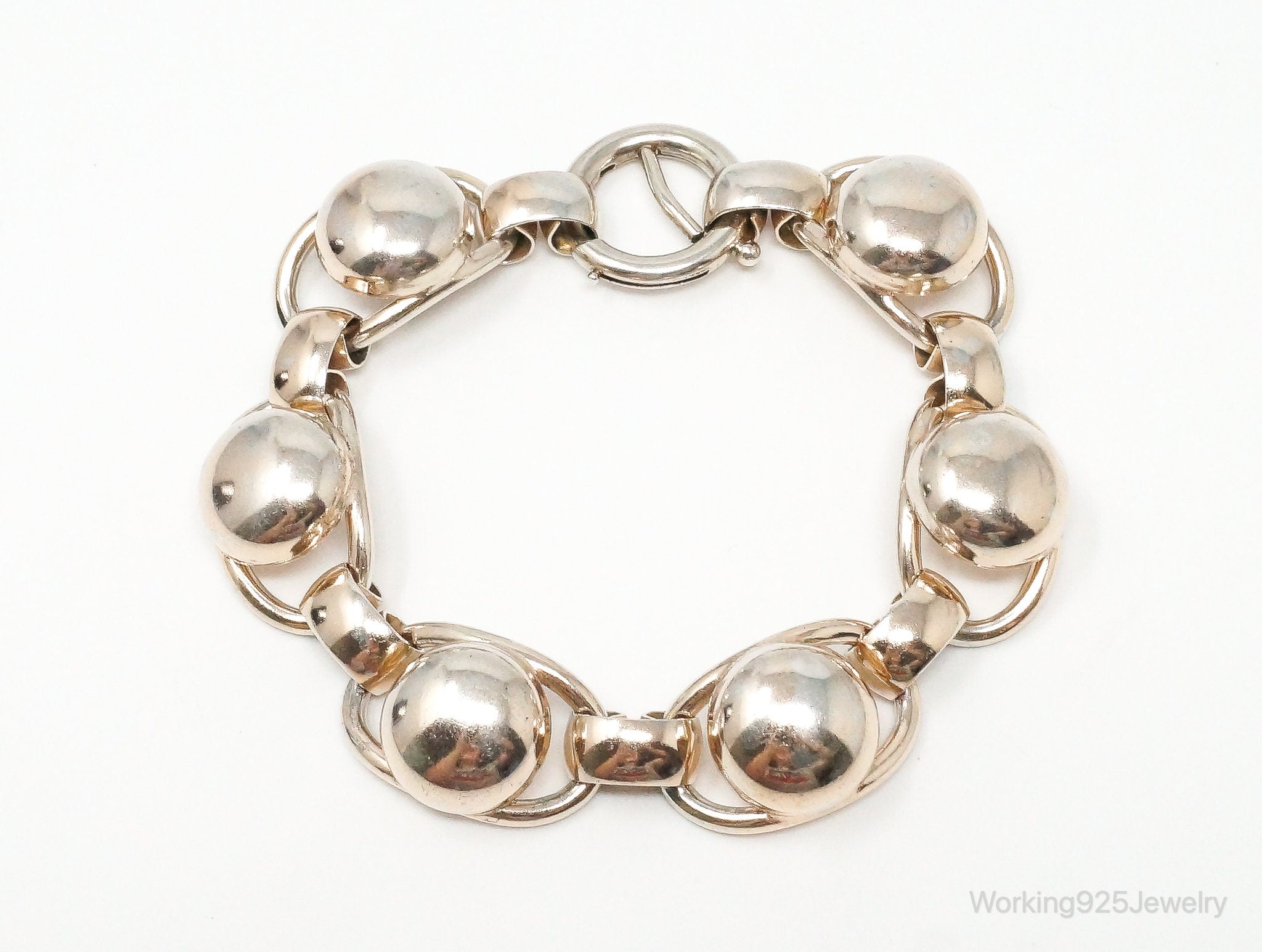 Vintage Designer Napier Modern Large Links Gold Tone Sterling Silver Bracelet | Jewelry > Bracelets | Wiccan Center