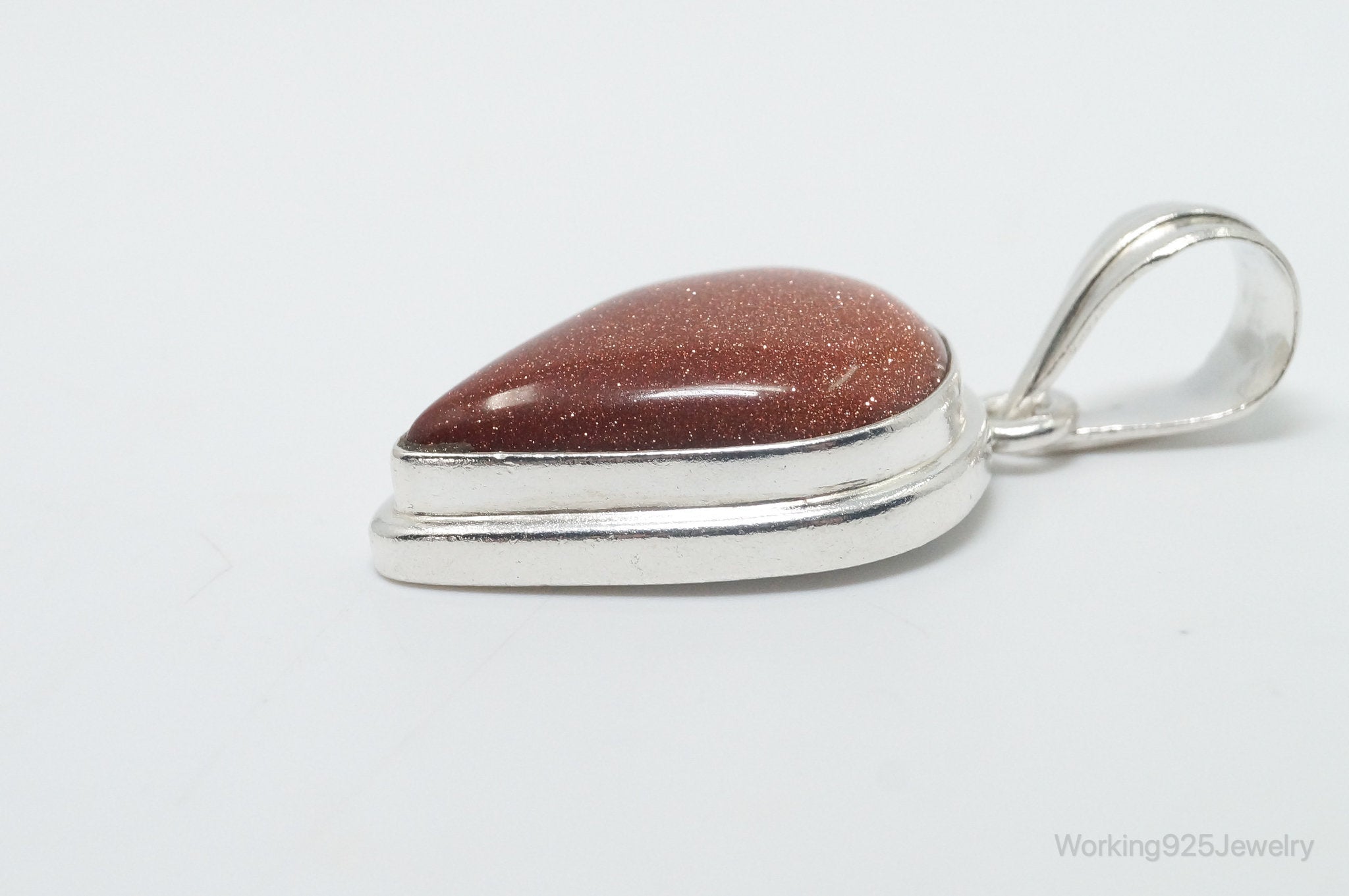 Vintage Large Goldstone Sterling Silver Southwestern Necklace Pendant | Jewelry > Necklaces > Pendants | Wiccan Center