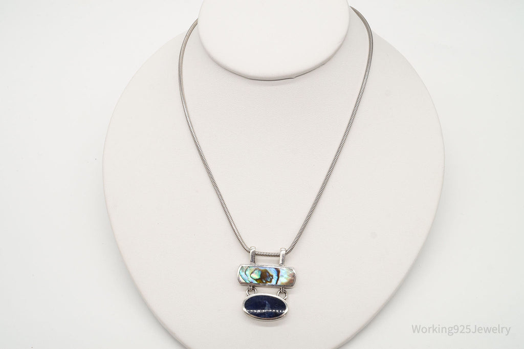 Vintage Paua Abalone Shell Sodalite Sterling Silver Necklace | Jewelry > Necklaces > Pendants | Wiccan Center