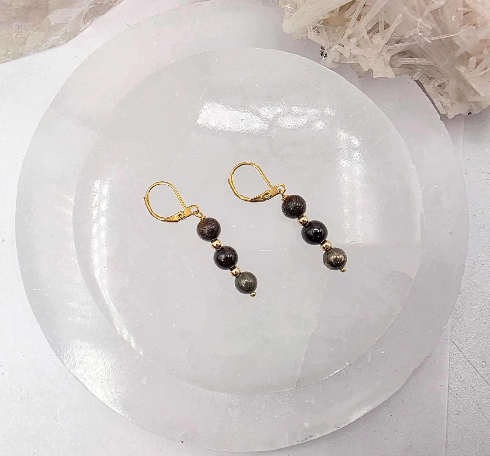 STAY IN MY POWER - Pyrite, Bronzite, Garnet Jewelry Set | Jewelry Set | Wiccan Center