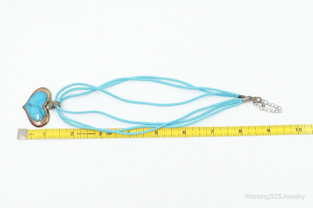 Designer SX Turquoise Heart Sterling Silver Cord Necklace | Jewelry > Necklaces > Pendants | Wiccan Center