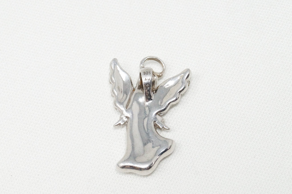 Vintage Guardian Angel Rhinestone Sterling Silver Necklace Pendant | Jewelry > Necklaces > Pendants | Wiccan Center