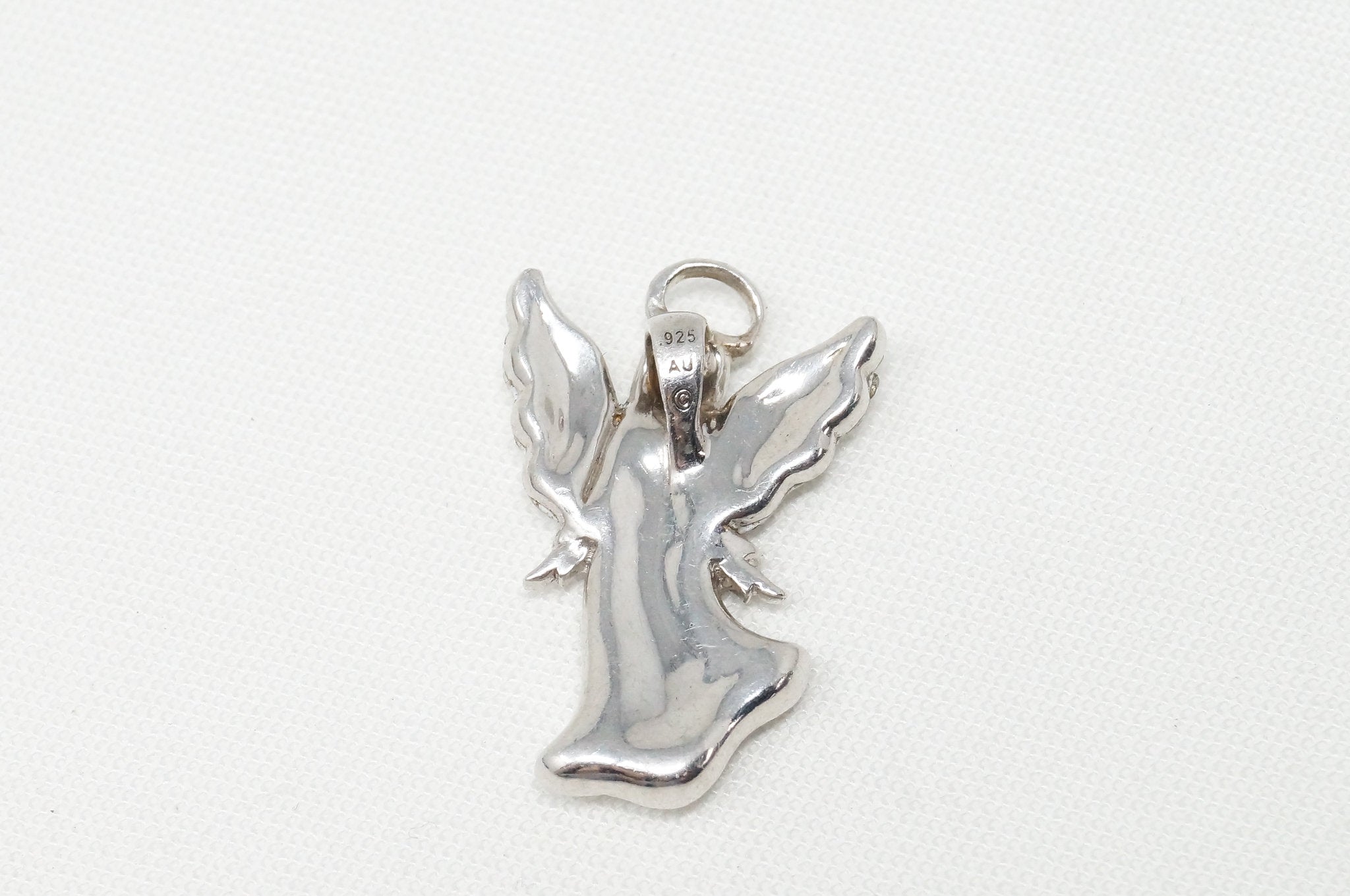 Vintage Guardian Angel Rhinestone Sterling Silver Necklace Pendant | Jewelry > Necklaces > Pendants | Wiccan Center