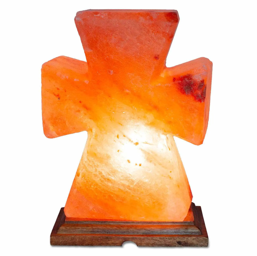 Flat Cross Shaped Salt Lamp - 9" avg. - Cord, Bulb, Dimmer | | Wiccan Center