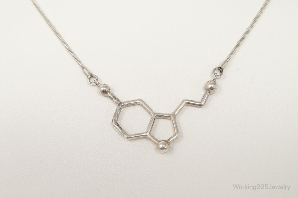 Serotonin Molecule Sterling Silver Necklace | Jewelry > Necklaces > Pendants | Wiccan Center