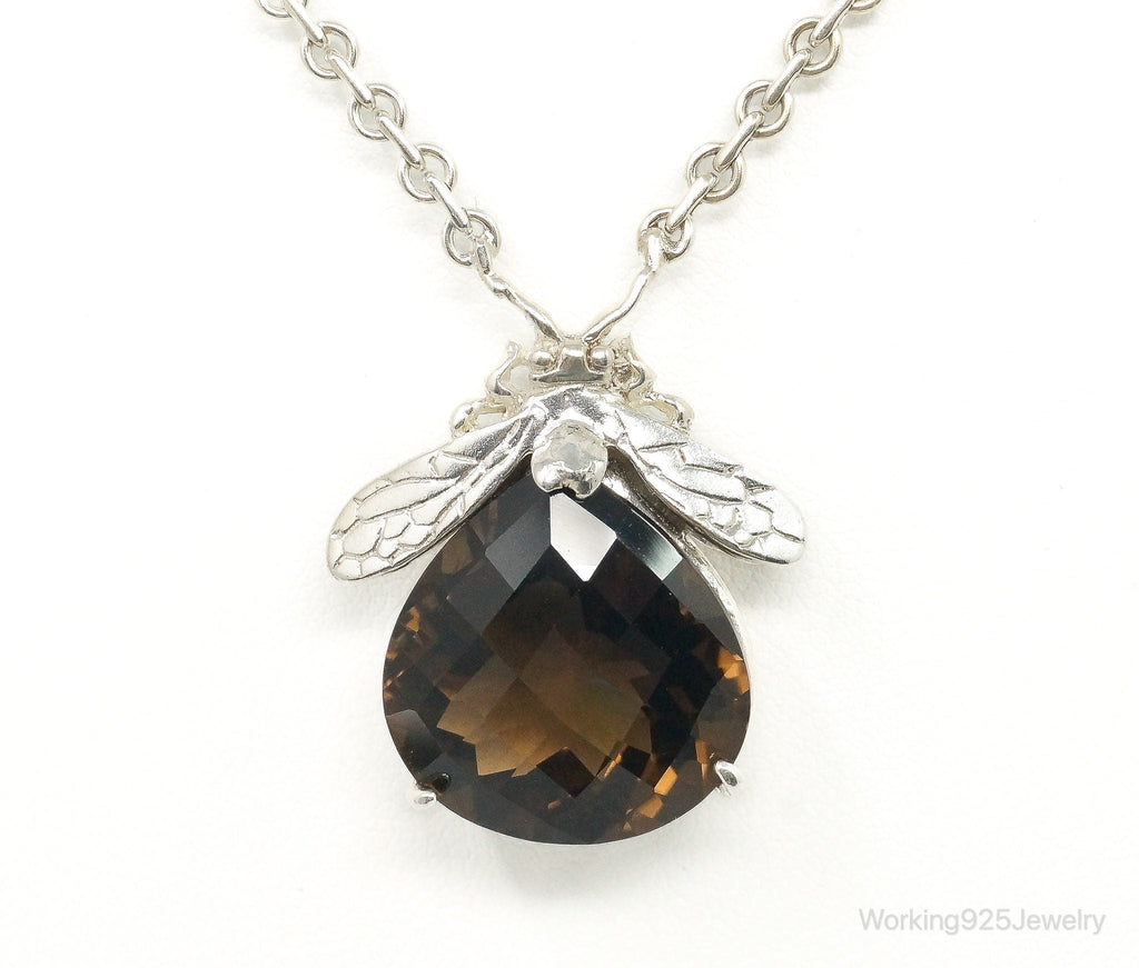 Designer Knight & Hammer Large Smoky Topaz Bee Sterling Silver Necklace | Jewelry > Necklaces > Pendants | Wiccan Center