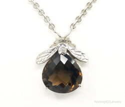 Designer Knight & Hammer Large Smoky Topaz Bee Sterling Silver Necklace | Jewelry > Necklaces > Pendants | Wiccan Center