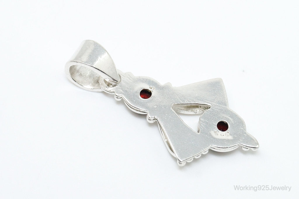 Vintage Garnet Bali Style Sterling Silver Dangle Pendant | Jewelry > Necklaces > Pendants | Wiccan Center