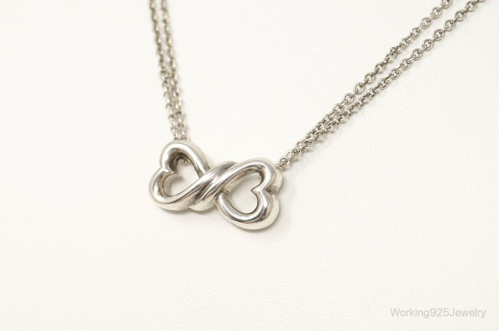 Vintage Open Linked Hearts Lovers Infinity Sterling Silver Necklace | Jewelry > Necklaces > Pendants | Wiccan Center