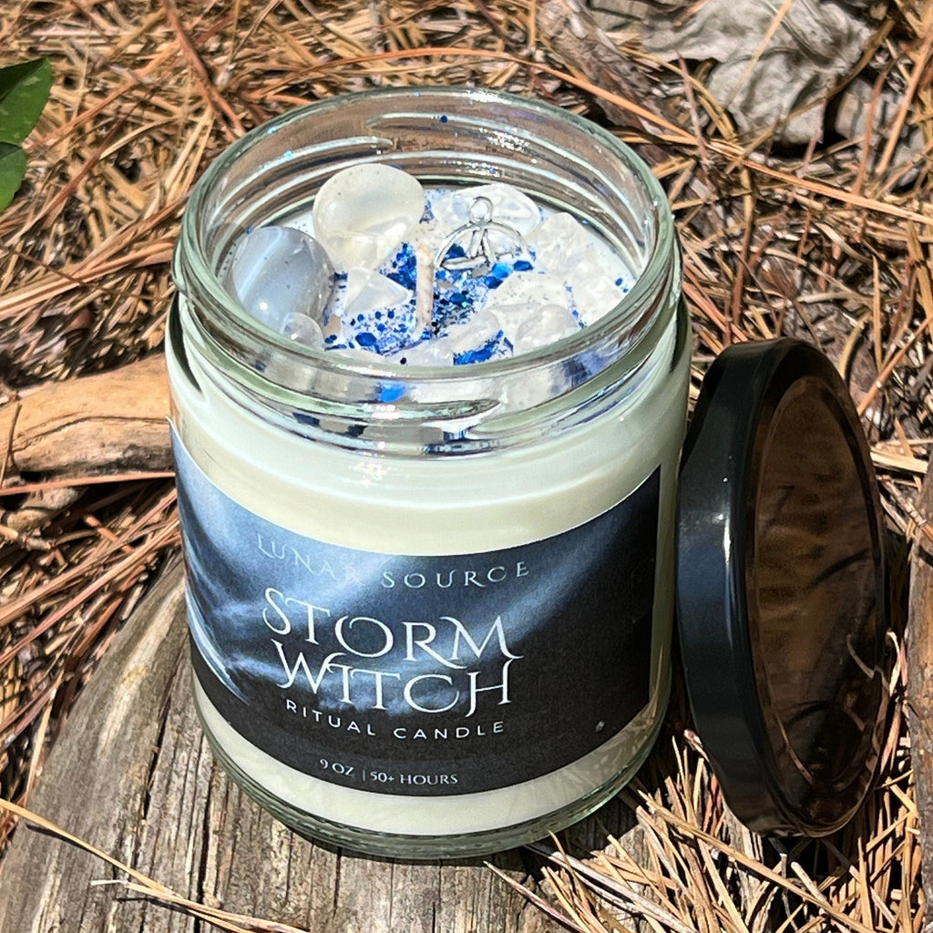 Storm Witch Candle | Weather Water Goddess Mermaid Sea Ocean Magick Witchcraft Altar Ritual Spell Gift Crystal Herbal Intention Candle Magic | | Wiccan Center