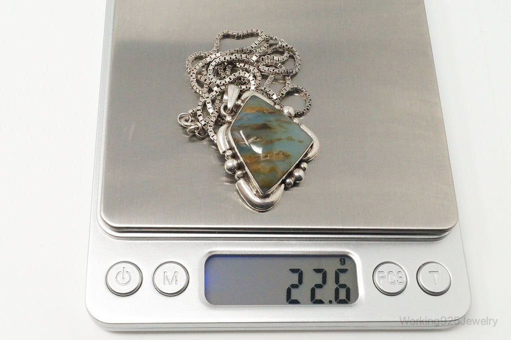 Vintage Large Aqua Chalcedony Sterling Silver Necklace | Jewelry > Necklaces > Pendants | Wiccan Center