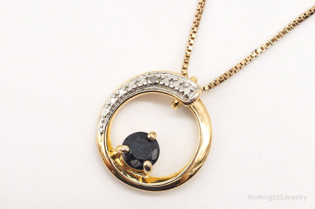 Designer Ross Simons Sapphires One Diamond Gold Vermeil Sterling Silver Necklace | Jewelry > Necklaces > Pendants | Wiccan Center