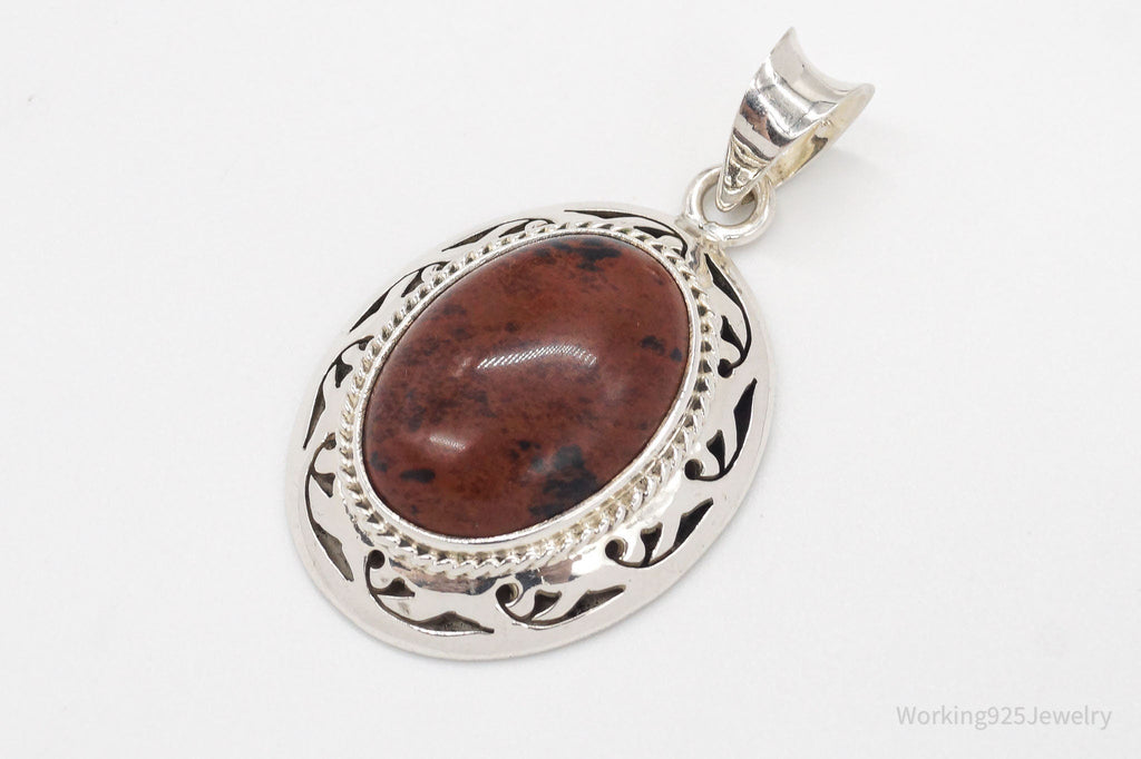 Vintage Large Mahogany Obsidian Sterling Silver Necklace Pendant | Jewelry > Necklaces > Pendants | Wiccan Center