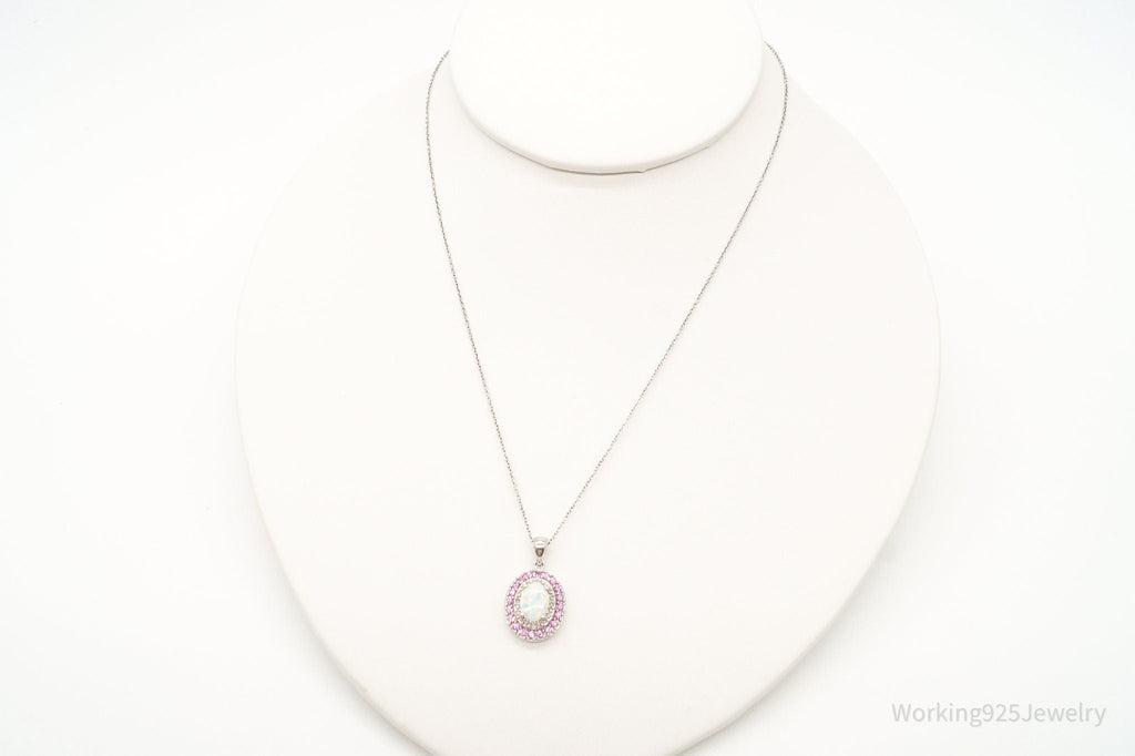 Opal Pink Topaz Cubic Zirconia Sterling Silver Necklace | Jewelry > Necklaces > Pendants | Wiccan Center